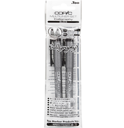 Набор черных ручек для каллиграфии Copic Multiliner Calligraphy 2 шт (перо 4 мм, 2 мм)