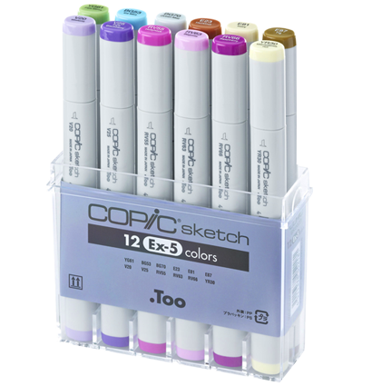 Copic Sketch EX-5 12 набор маркеров с кистью в кейсе