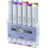 Copic Sketch EX-5 12 набор маркеров с кистью в кейсе - Copic Sketch EX-5 12 набор маркеров с кистью в кейсе Копик Скетч маркеры 12 цветов купить в официальном магазине Copic.Club   с доставкой по РФ и всему миру
