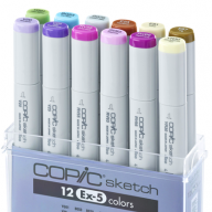 Copic Sketch EX-5 12 набор маркеров с кистью в кейсе - Copic Sketch EX-5 12 набор маркеров с кистью в кейсе Копик Скетч маркеры 12 цветов купить в официальном магазине Copic.Club   с доставкой по РФ и всему миру