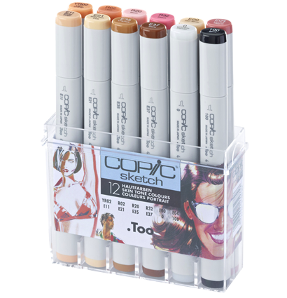 Copic Sketch Portrait 12 набор маркеров с кистью в кейсе, телесные цвета
