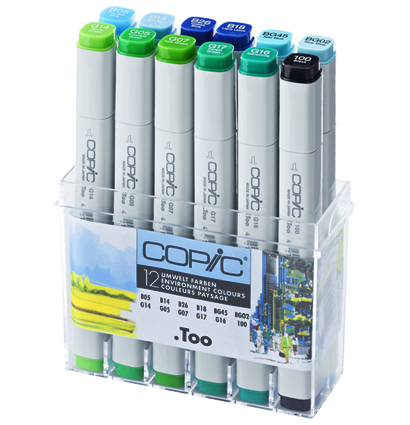Copic Classic 12 Environment набор маркеров в кейсе, ландшафтный дизайн