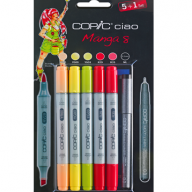 Copic Ciao 8 Manga Манга 5+1 набор маркеров и линер 0.3 мм - Набор маркеров Copic Ciao Hue Colors 5+1 с кистью для рисования (цветные маркеры + линер) Копик Чао купить в художественном магазине Copic.Club с доставкой по РФ и СНГ