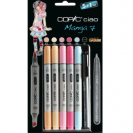 Copic Ciao Manga 7 Манга 5+1 набор маркеров и линер 0.3 мм - Набор маркеров Copic Ciao Hue Colors 5+1 с кистью для рисования (цветные маркеры + линер) Копик Чао купить в художественном магазине Copic.Club с доставкой по РФ и СНГ