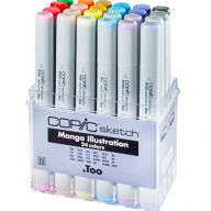 Copic Sketch 24 Manga Illustration набор маркеров с кистью (манга иллюстрация) - Набор маркеров для скетчинга Copic Sketch Manga Illustration 24 штуки с кистью (манга иллюстрация) купить в магазине маркеров Copic.Club с доставкой по РФ И СНГ