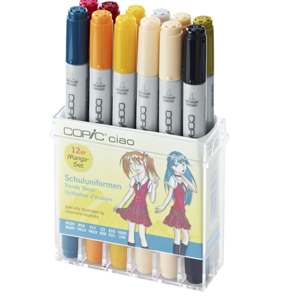 Copic Ciao 12 School Uniforms набор маркеров с кистью в кейсе, школьные цвета