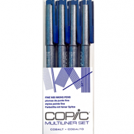 Набор капиллярных линеров Copic Multiliner 4 штуки кобальт (перо 0.05 - 0.5 мм) - Набор капиллярных линеров Copic Multiliner 4 штуки кобальт (0.05 - 0.5 мм) купить в магазине для художников Copic.Club с доставкой по всему миру
