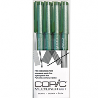 Набор капиллярных линеров Copic Multiliner 4 штуки оливкового цвета (перо 0.05 - 0.5 мм) - Набор капиллярных линеров Copic Multiliner 4 штуки оливкового цвета (0.05 - 0.5 мм) купить в магазине для художников Copic.Club с доставкой по всему миру