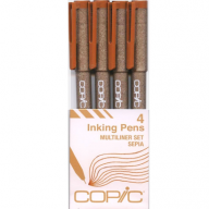 Набор капиллярных линеров Copic Multiliner 4 штуки сепия (перо 0.05 - 0.5 мм) - Набор капиллярных линеров Copic Multiliner 4 штуки сепия (0.05 - 0.5 мм) купить в магазине для художников Copic.Club с доставкой по всему миру