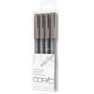 Набор капиллярных линеров Copic Multiliner 4 штуки серый теплый (перо 0.05 - 0.5 мм) - Набор капиллярных линеров Copic Multiliner 4 штуки серый теплый (0.05 - 0.5 мм) купить в магазине для художников Copic.Club с доставкой по всему миру
